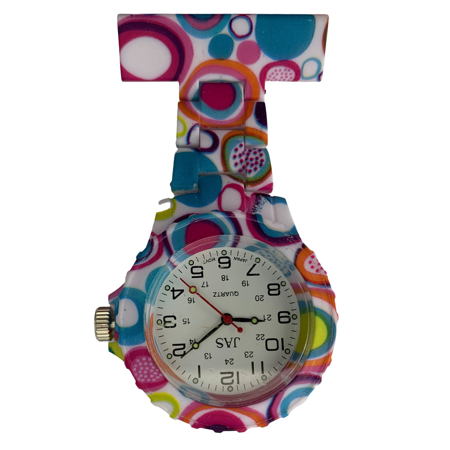 Pin-on Lightweight Plastic Nurse Watch - Fun Patterned