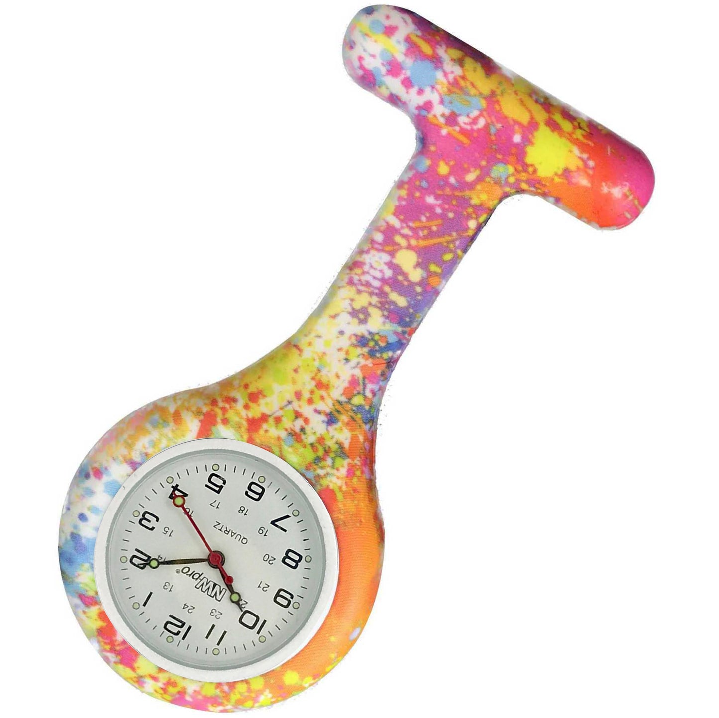 Silicone Pin-on Nurse Watch - Pattern - Non-Glass Dial