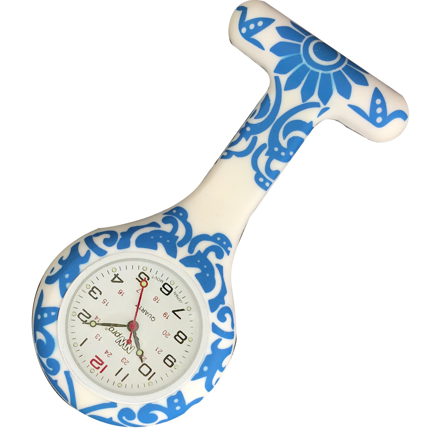 Silicone Pin-on Nurse Watch - Brocade - Non-Glass Dial