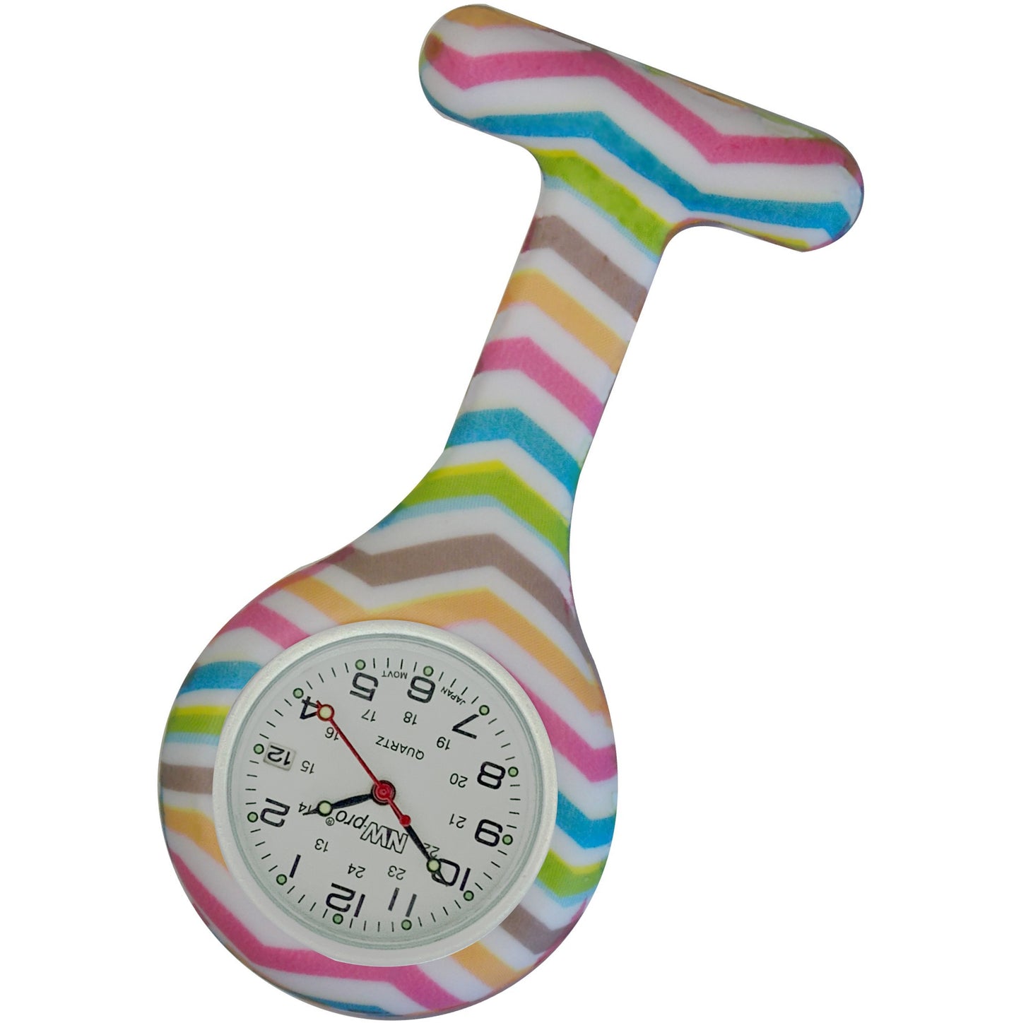 Silicone Pin-on Nurse Watch - Pattern - White Date Dial