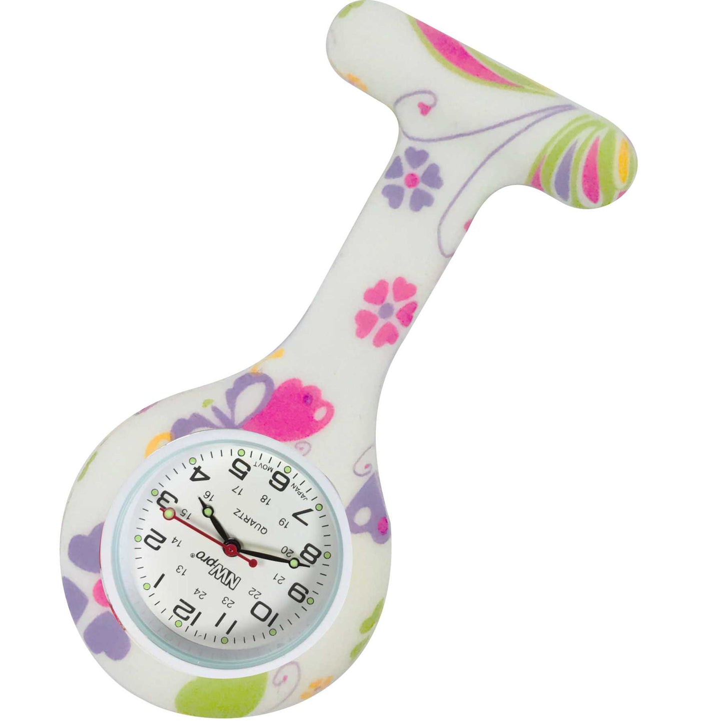 Silicone Pin-on Nurse Watch - Animal Print - White Dial