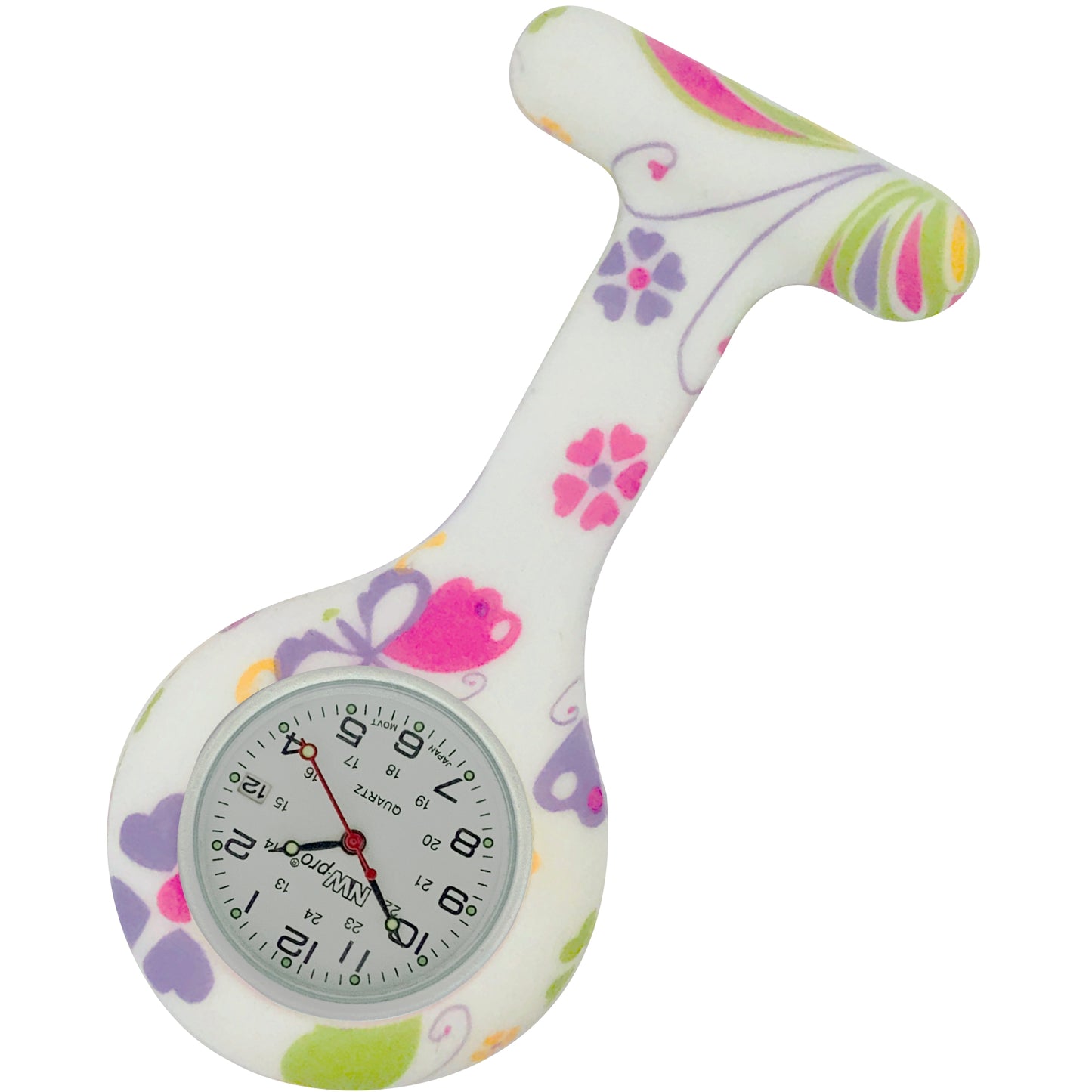 Silicone Pin-on Nurse Watch - Animal Print - White Date Dial