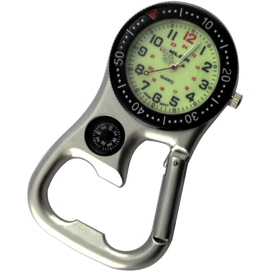 Clip-on Carabiner Watch with Compass & Bottle Opener - KLOX with Lumo Dial