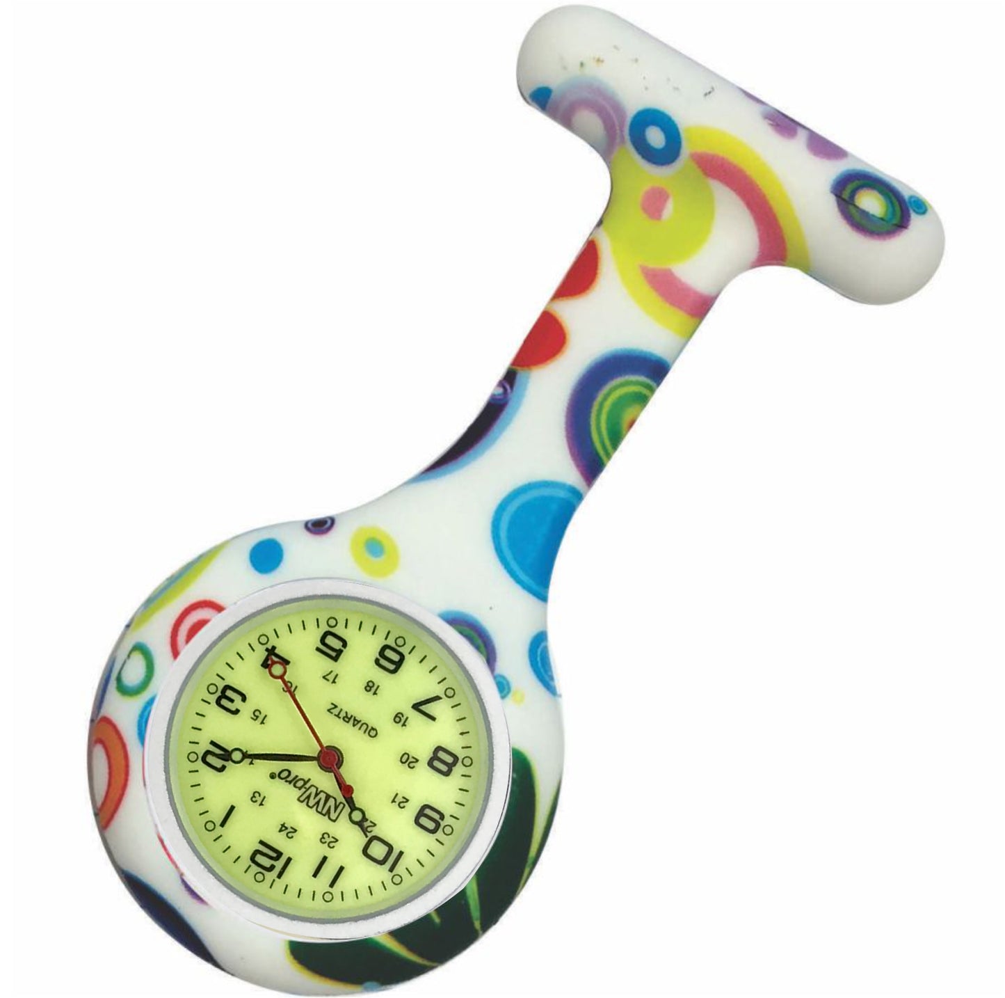 Silicone Pin-on Nurse Watch - Pattern - Luminescent Dial