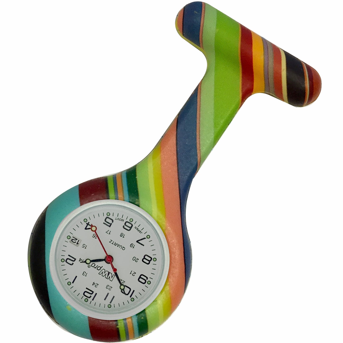 Silicone Pin-on Nurse Watch - Pattern - White Date Dial