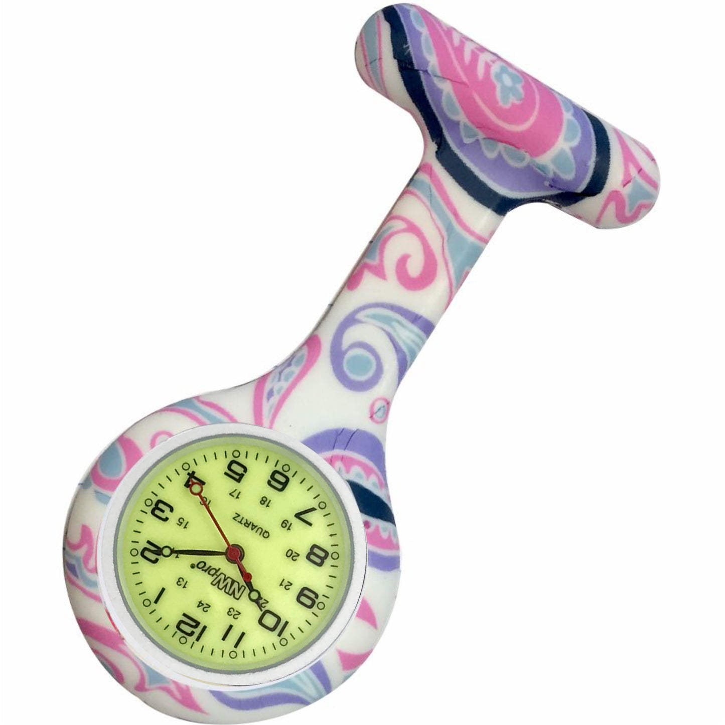 Silicone Pin-on Nurse Watch - Pattern - Luminescent Dial