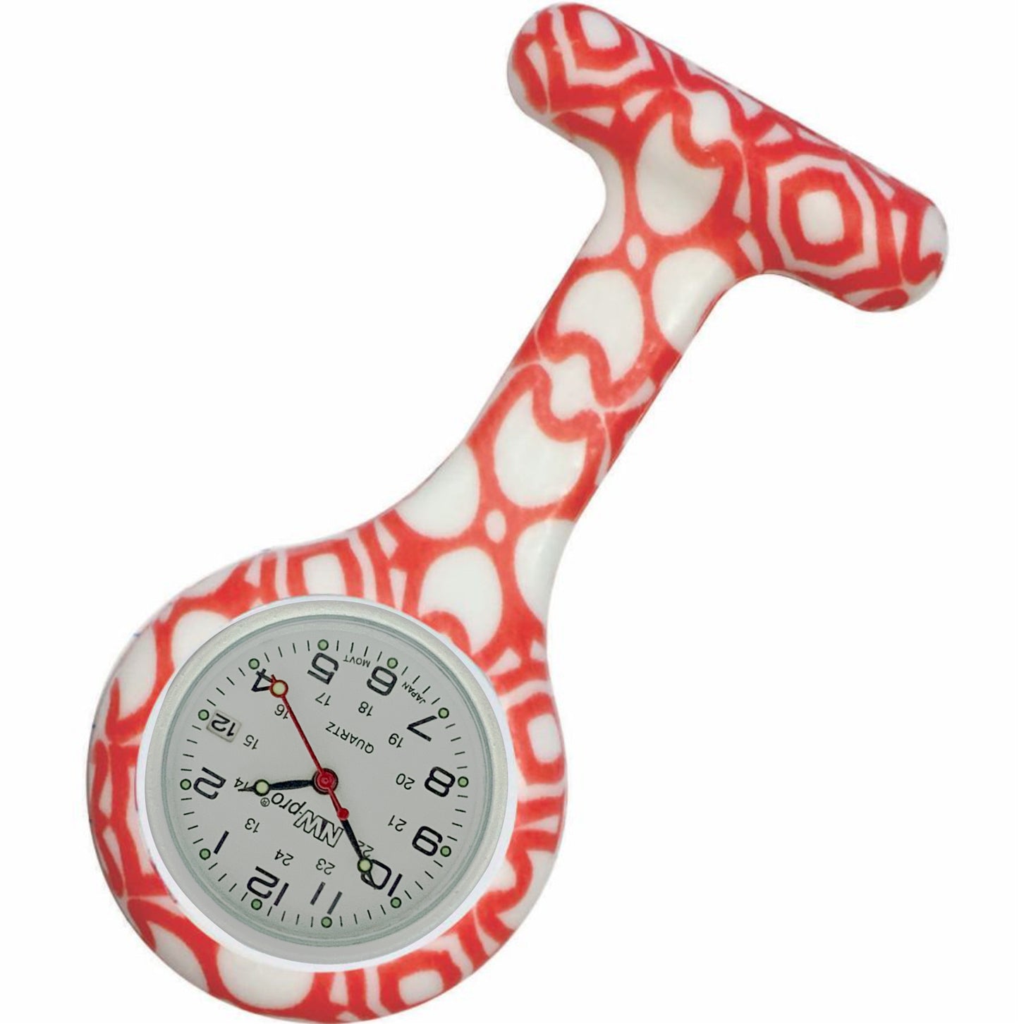 Silicone Pin-on Nurse Watch - Pattern - White Date Dial