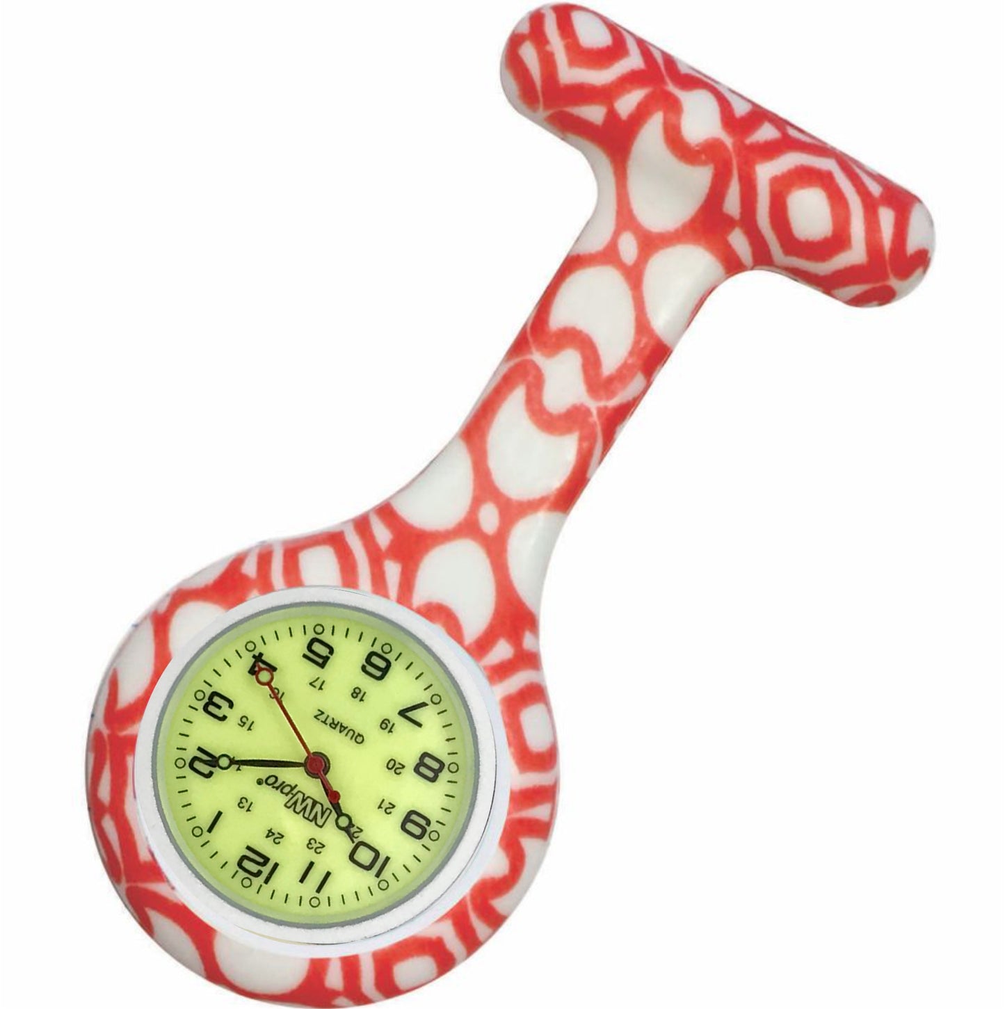 Silicone Pin-on Nurse Watch - Pattern - Luminescent Dial