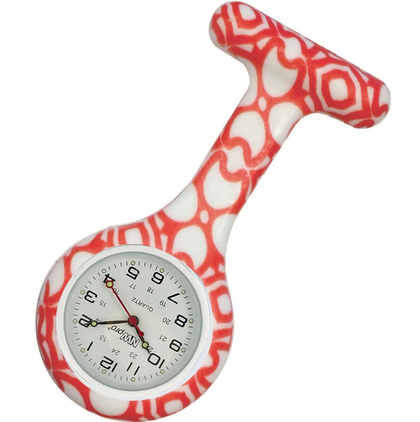 Silicone Pin-on Nurse Watch - Pattern - Non-Glass Dial