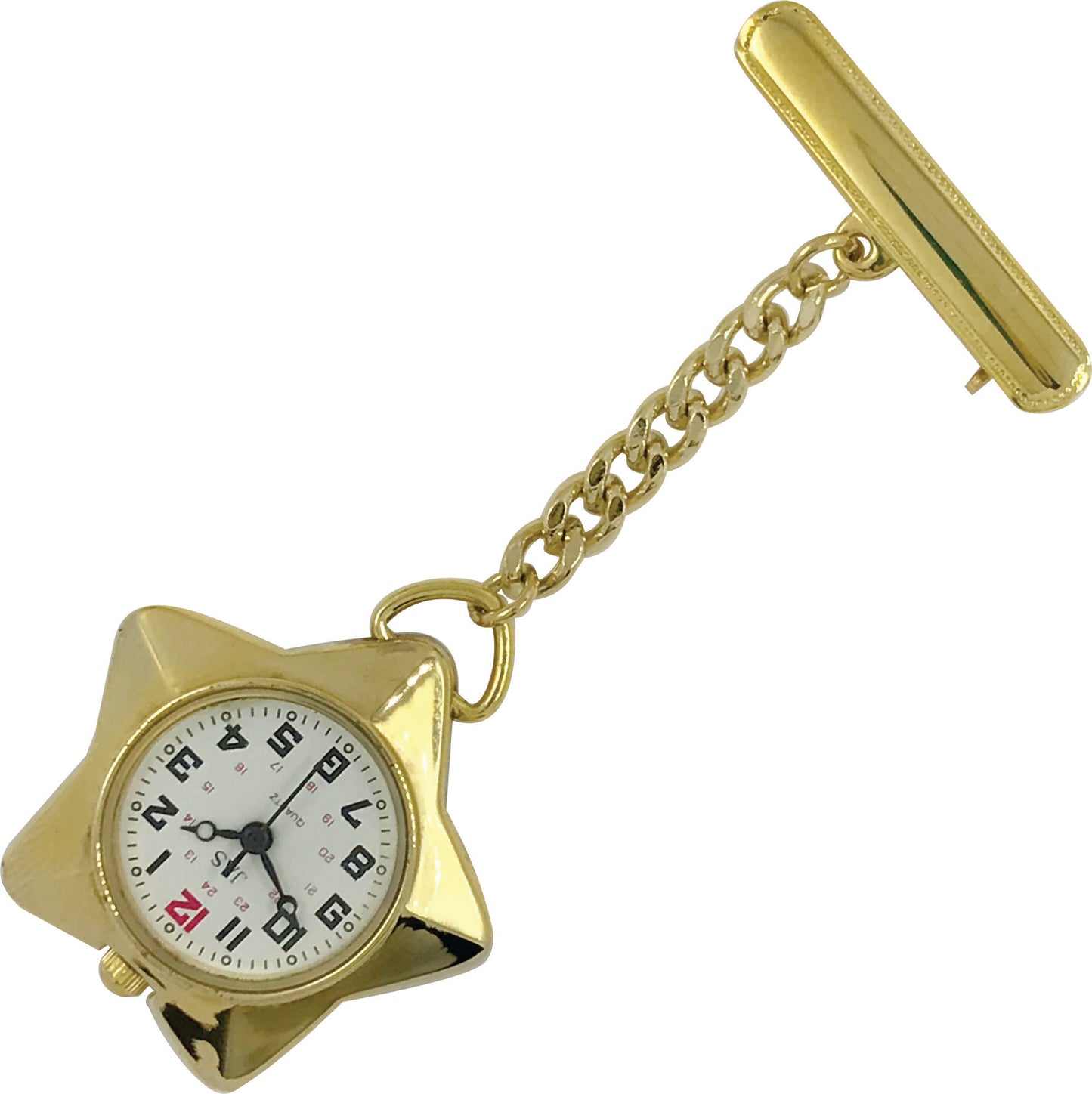 Pin-on Nurse Watch - JAS - Metal Star - Gold