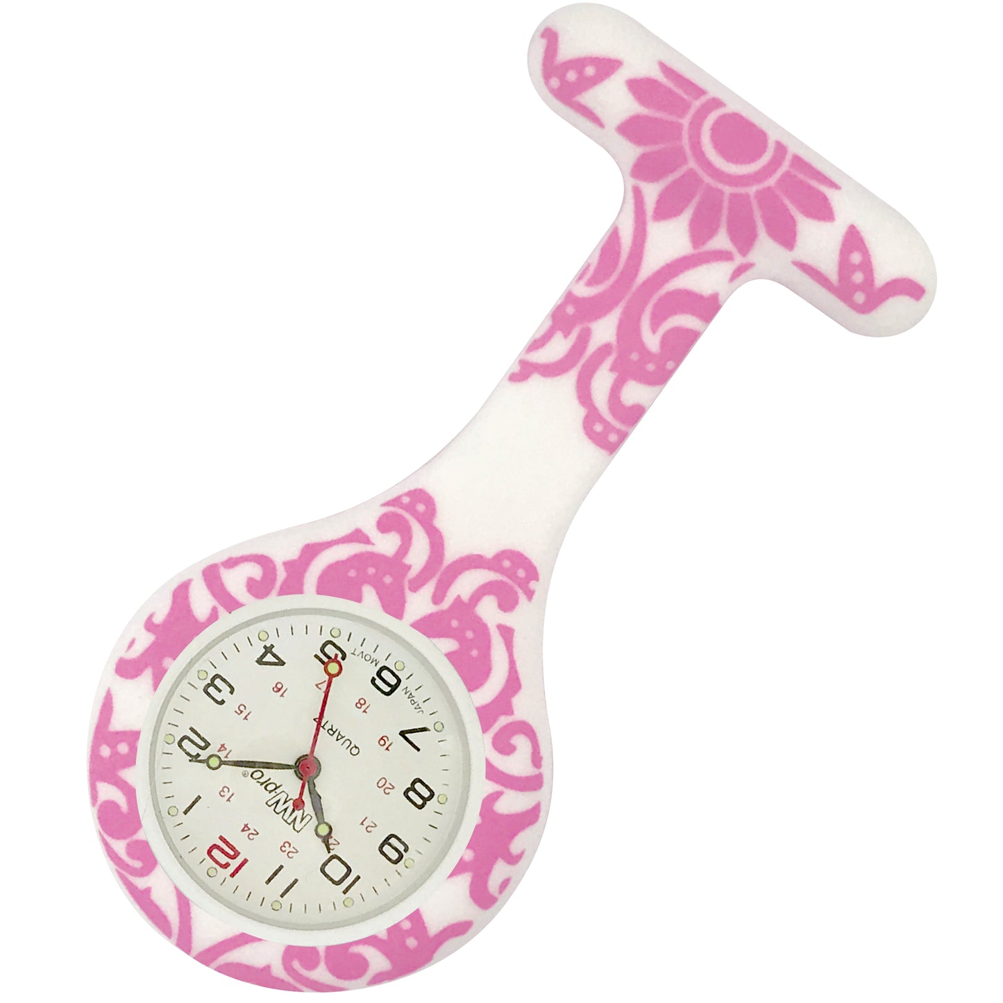 Silicone Pin-on Nurse Watch - Brocade - Non-Glass Dial