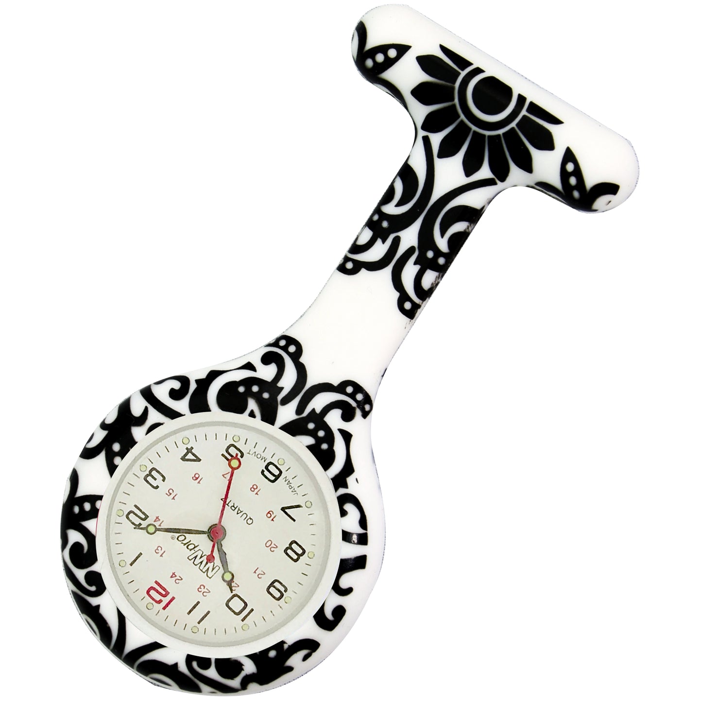 Silicone Pin-on Nurse Watch - Brocade - Non-Glass Dial