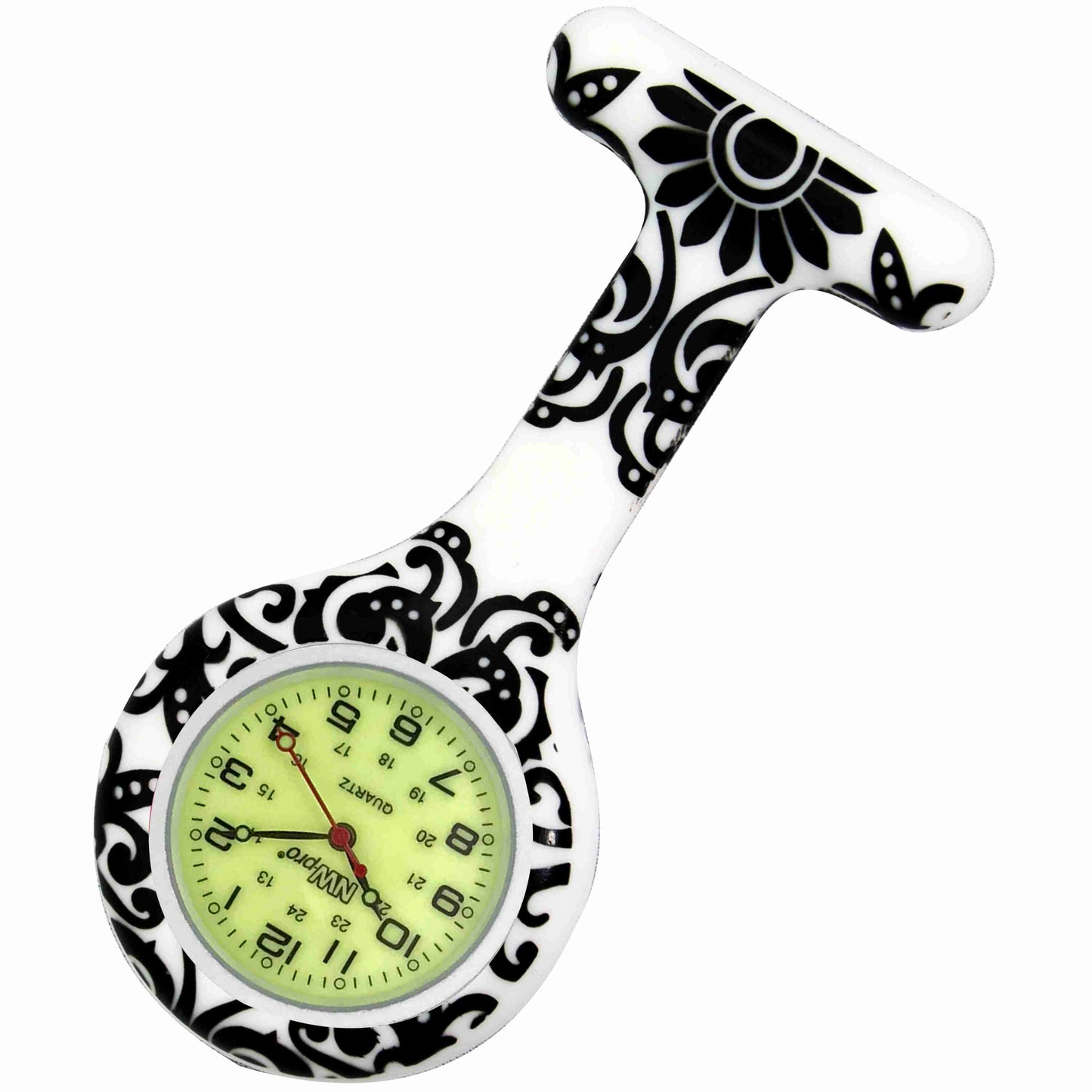 Silicone Pin-on Nurse Watch - Brocade - Luminescent Dial