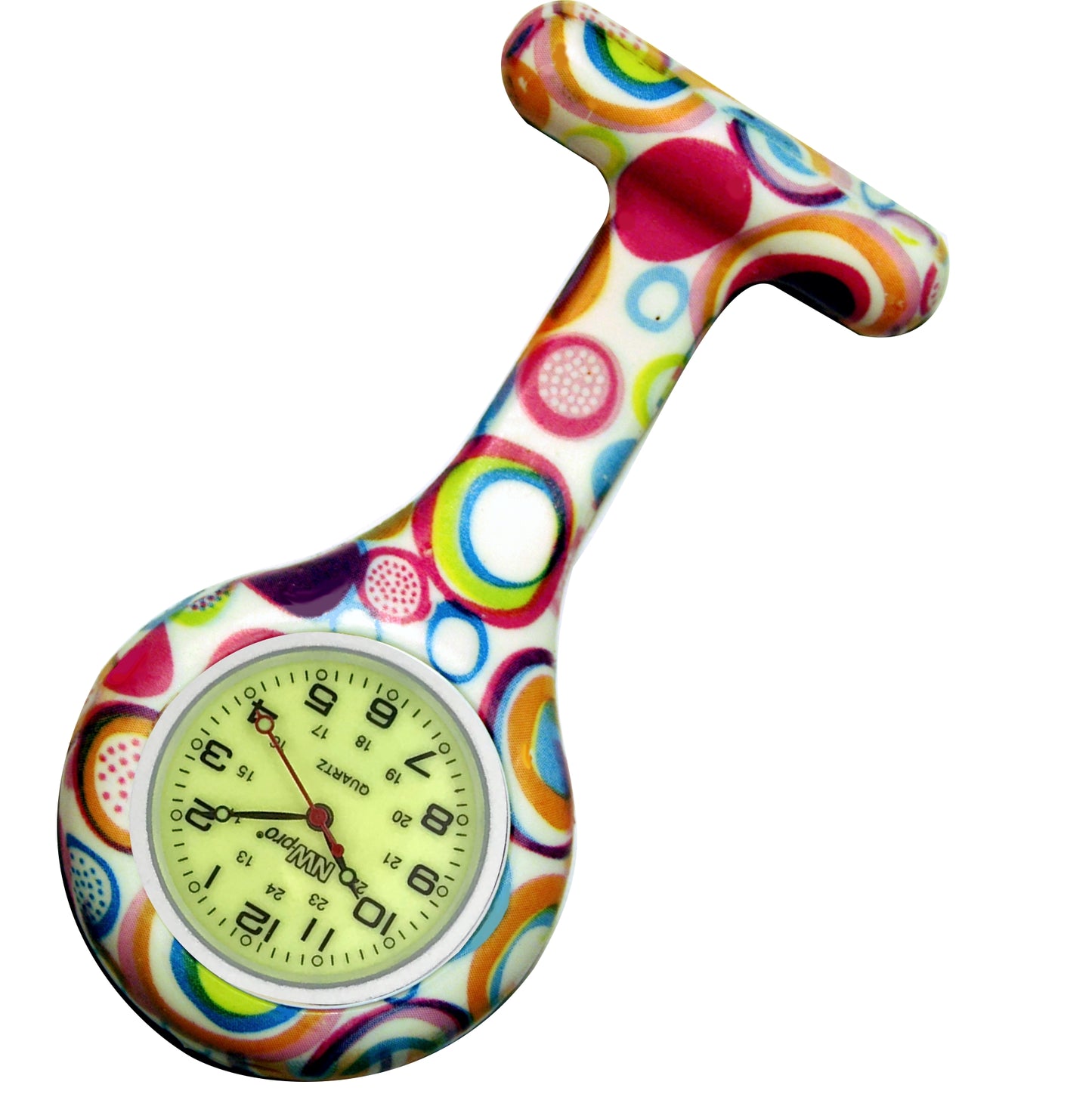 Silicone Pin-on Nurse Watch - Pattern - Luminescent Dial