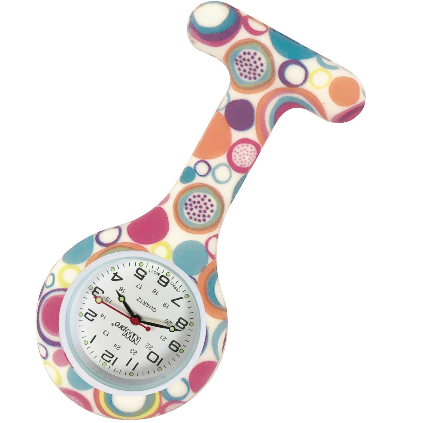 Silicone Pin-on Nurse Watch - Pattern - White Dial