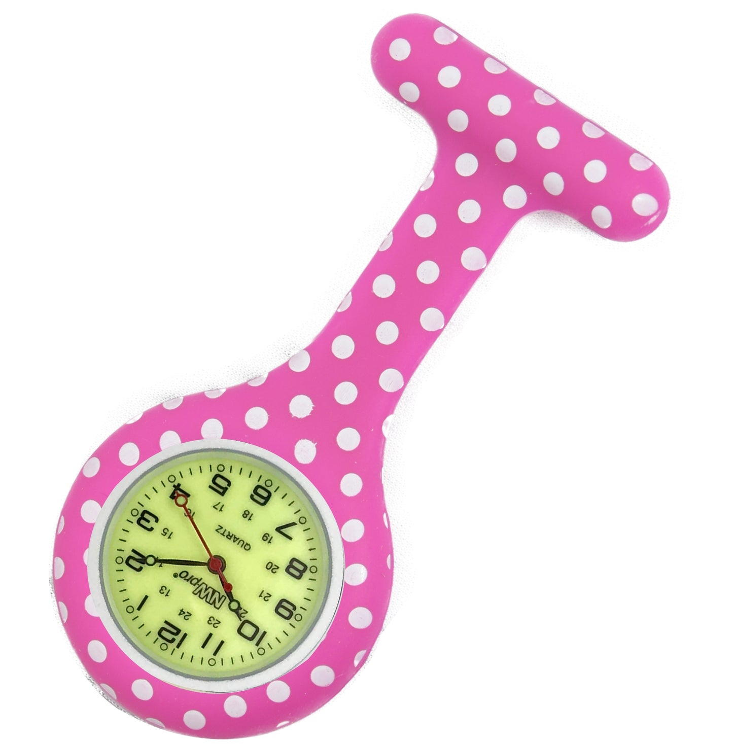 Silicone Pin-on Nurse Watch - Polka Dot - Luminescent Dial