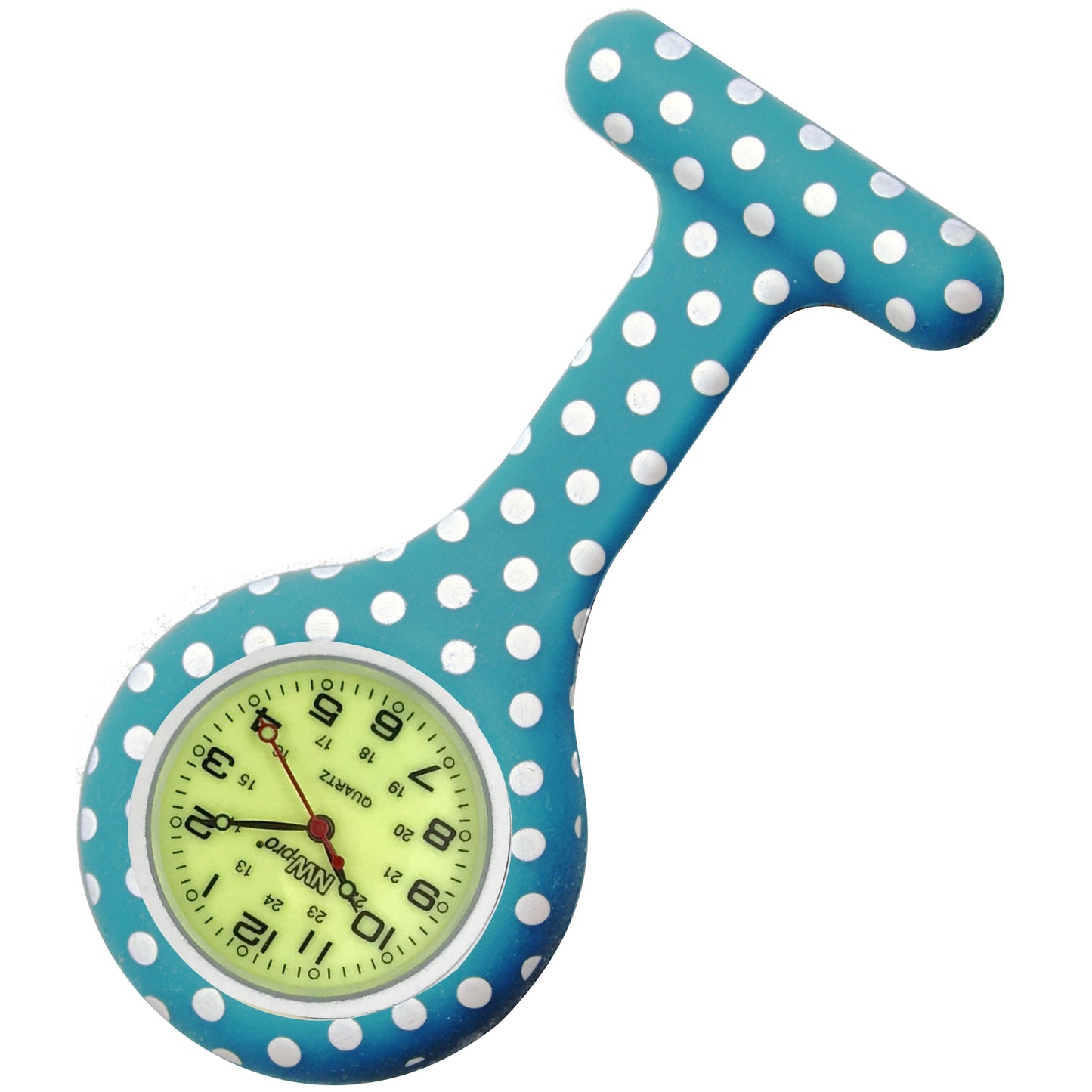 Silicone Pin-on Nurse Watch - Polka Dot - Luminescent Dial