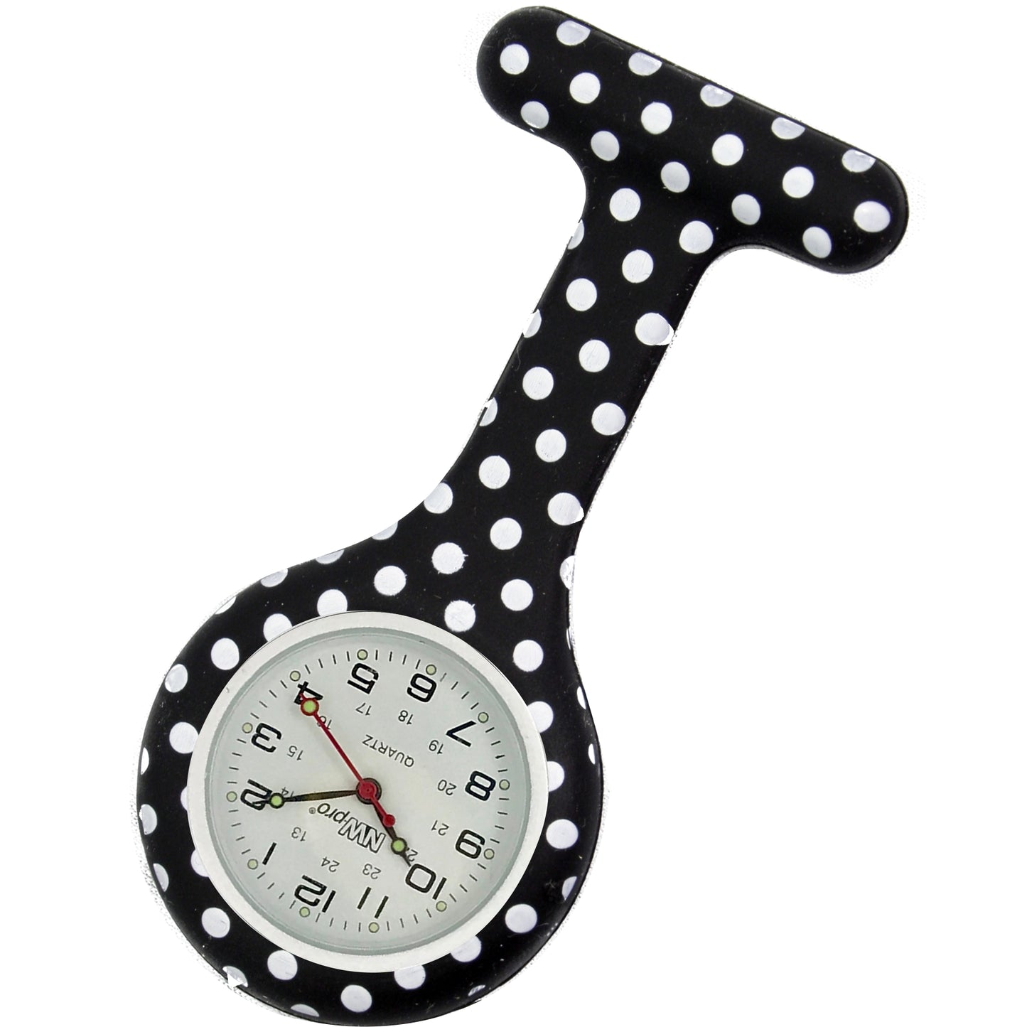 Silicone Pin-on Nurse Watch - Polka Dot - Non-Glass Dial