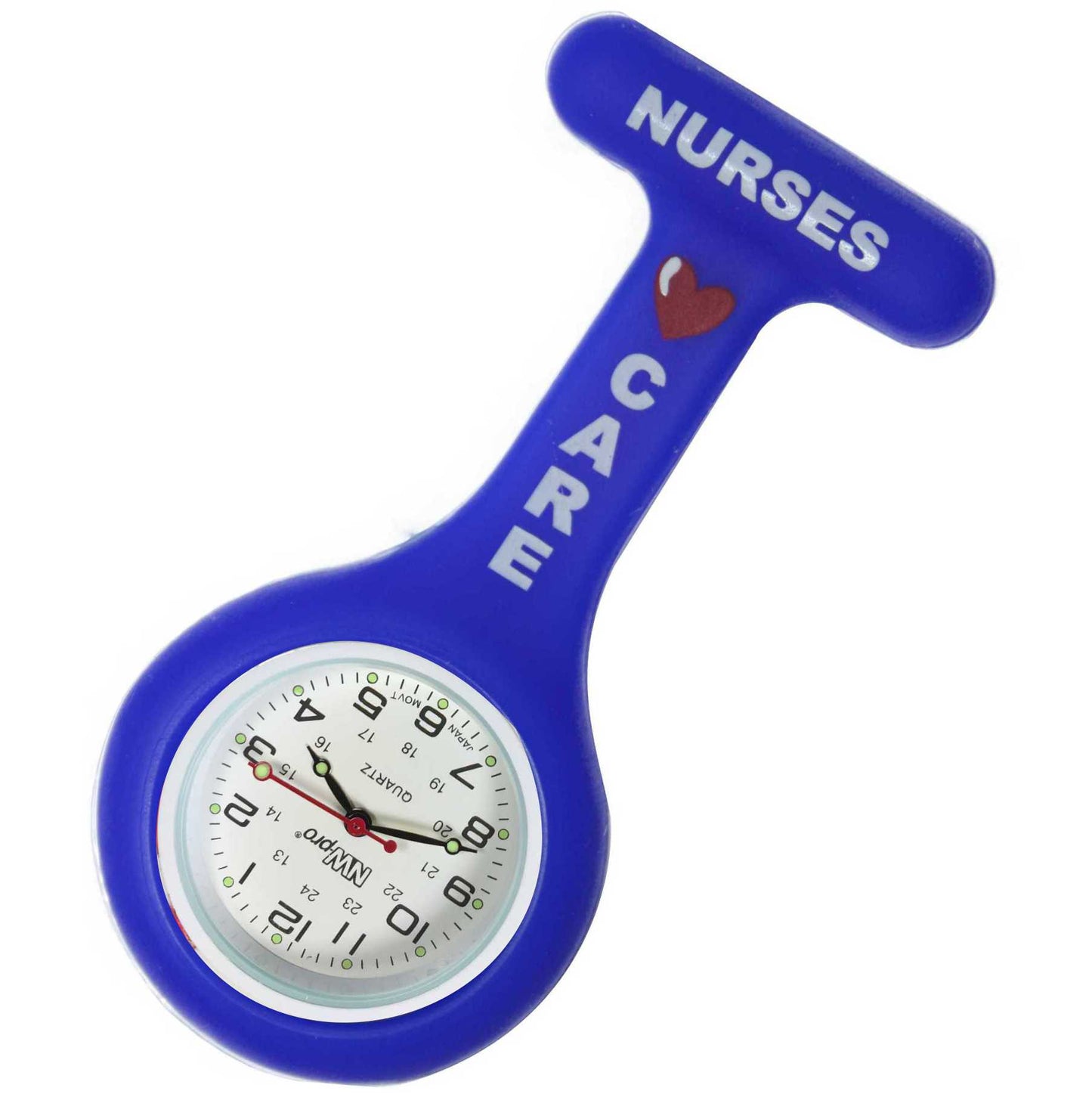 Silicone Pin-on Nurse Watch - Round Nurses Care - White Dial