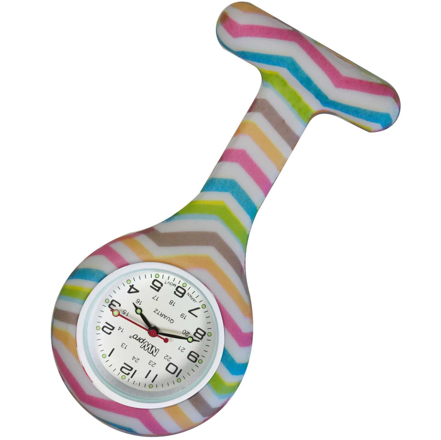 Silicone Pin-on Nurse Watch - Pattern - White Dial