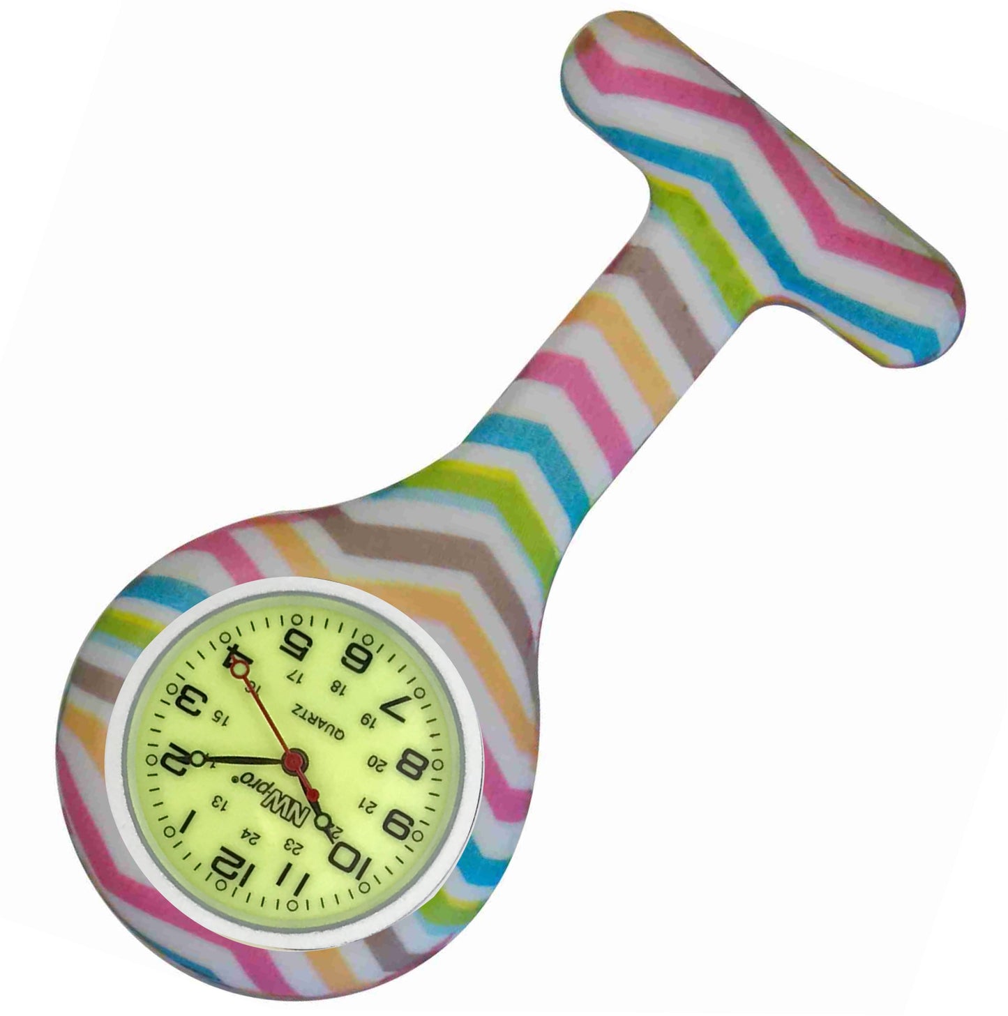 Silicone Pin-on Nurse Watch - Pattern - Luminescent Dial