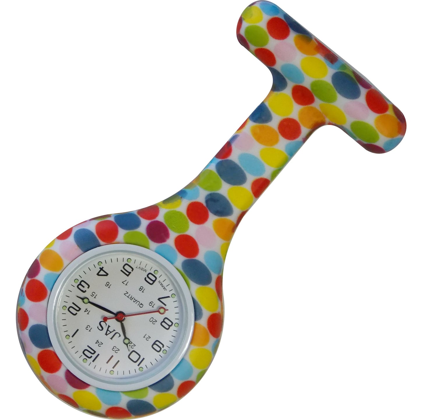 Silicone Pin-on Nurse Watch - Pattern - White Dial