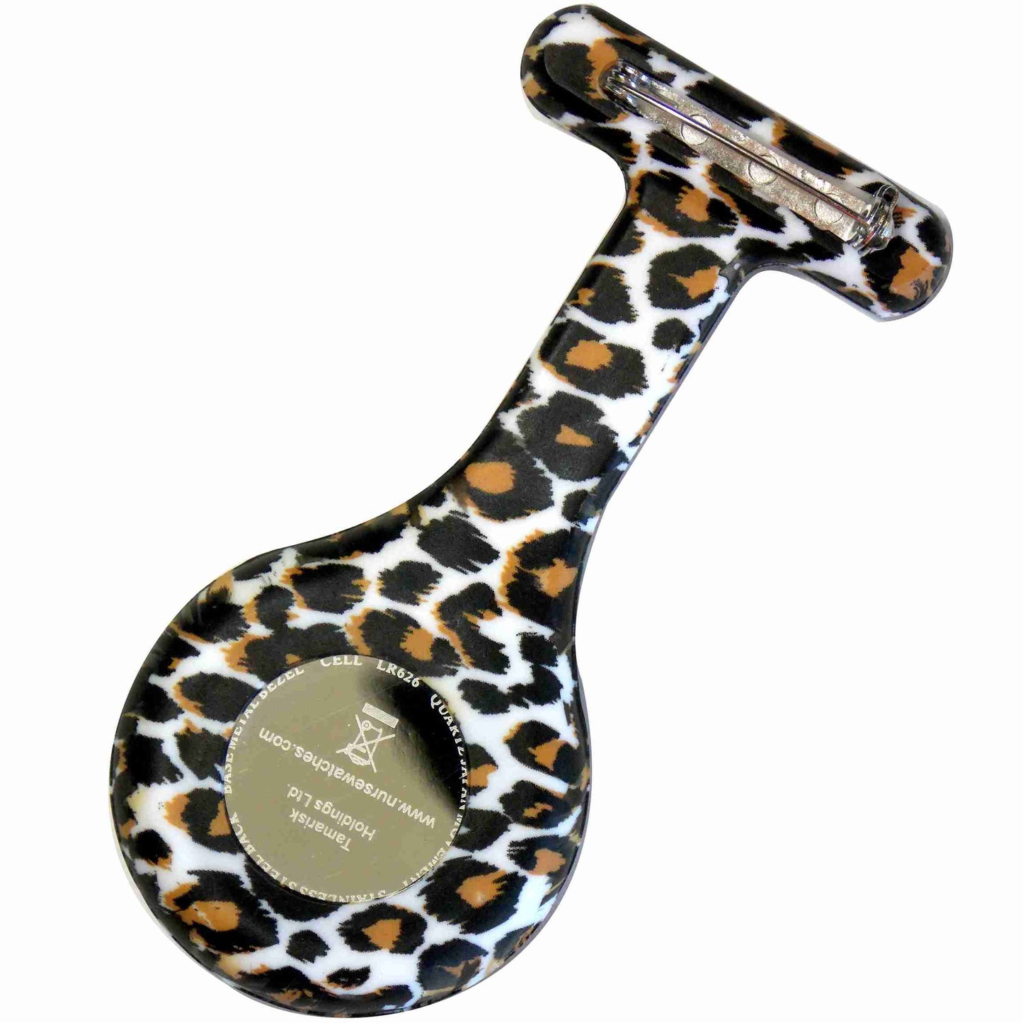 Silicone Pin-on Nurse Watch - Animal Print - White Dial