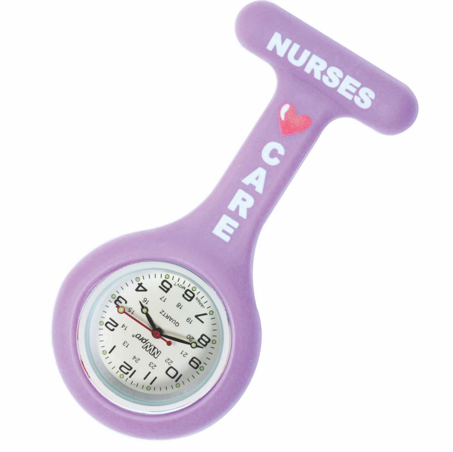 Silicone Pin-on Nurse Watch - Round Nurses Care - White Dial