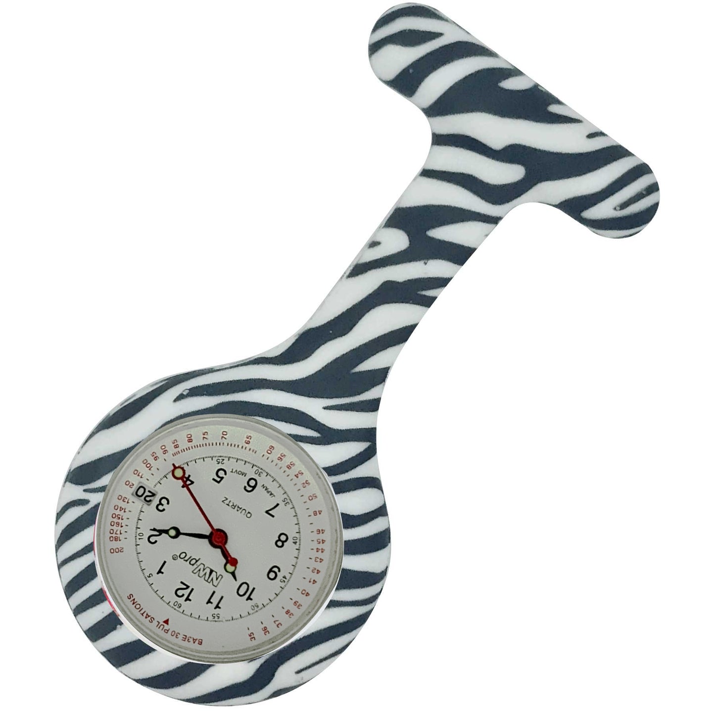 Silicone Pin-on Nurse Watch - Animal Print - Base 30 Dial